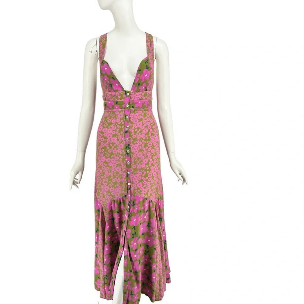 Free People Dewberry Printed Floral Sweetheart Maxi Dress Size Small NWOT